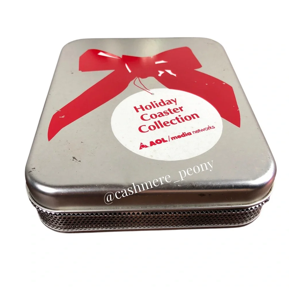 AOL Holiday Coaster Collection Rare Media Networks in Tin Case with 8 Coasters